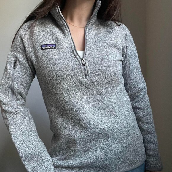 Patagonia Jackets & Blazers - Patagonia Quarter Zip Up Jacket Grey Fleece Sweater Womens Small
